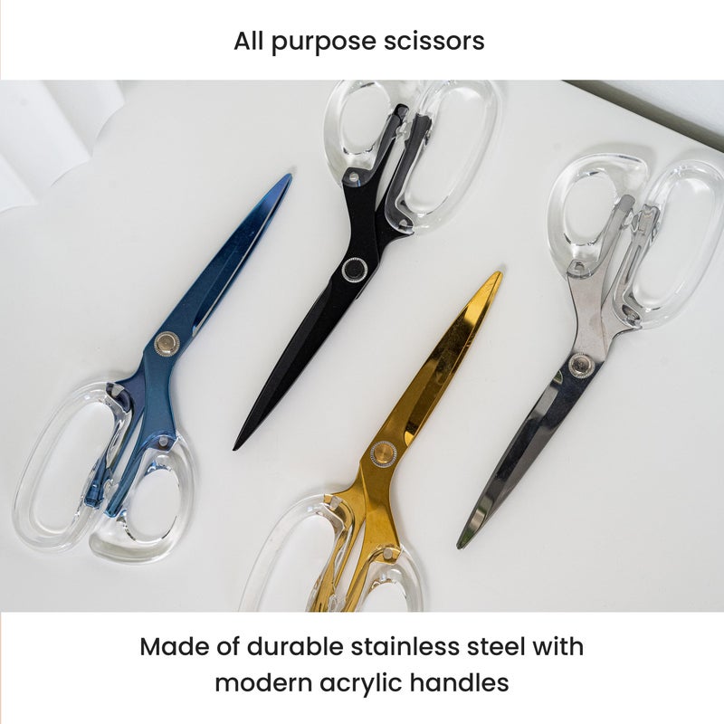 OfficeGoods 9â€ Stainless Steel Acrylic Scissors for Office and Home - Aesthetic and Sharp All Purpose Scissors, Perfect for Sewing, Arts and Crafts - Silver - Image 2